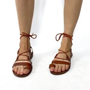 Mossimo Brown Faux Leather Toe Loop Strappy Gladiator Festival Sandals Sz 8